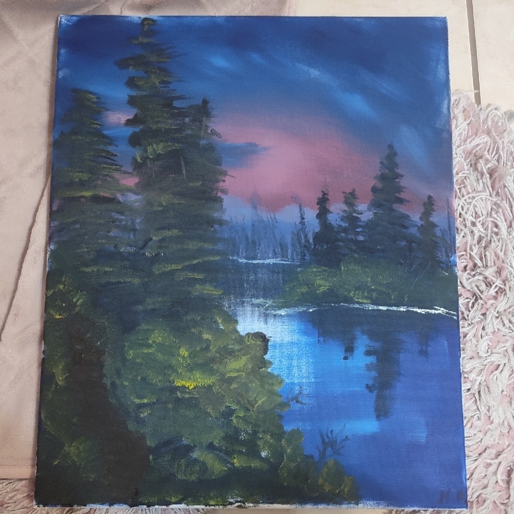 Serene Landscape Canvas Art - Blue and Green